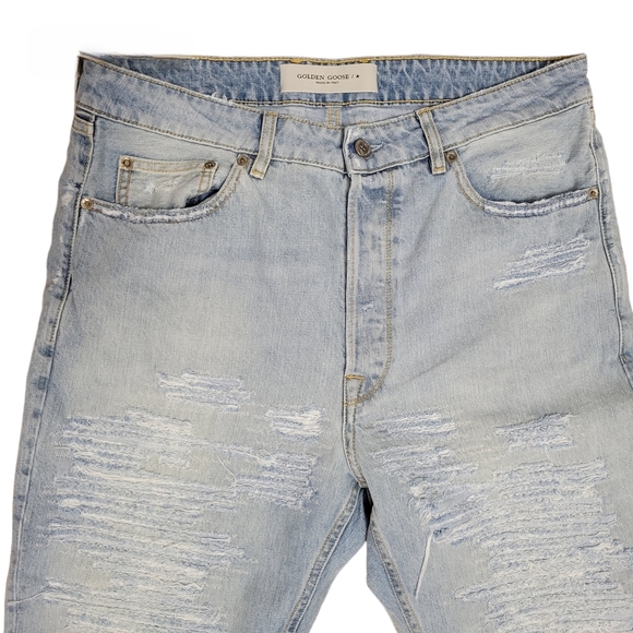GOLDEN GOOSE Men's Regular-fit Happy jeans distressed button fly Size 33 - Picture 4 of 14